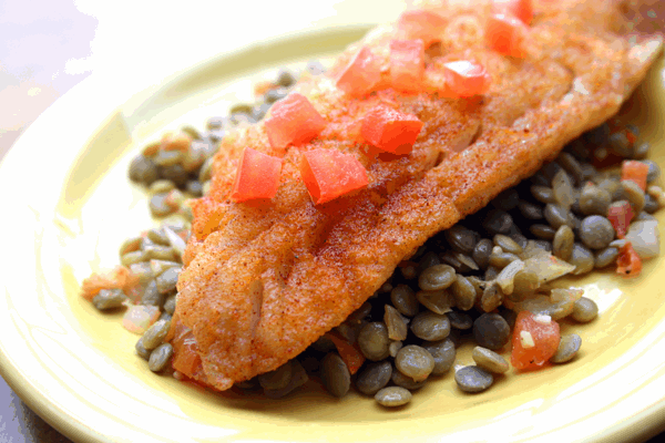Rockfish with Smoked Paprika & Lentils